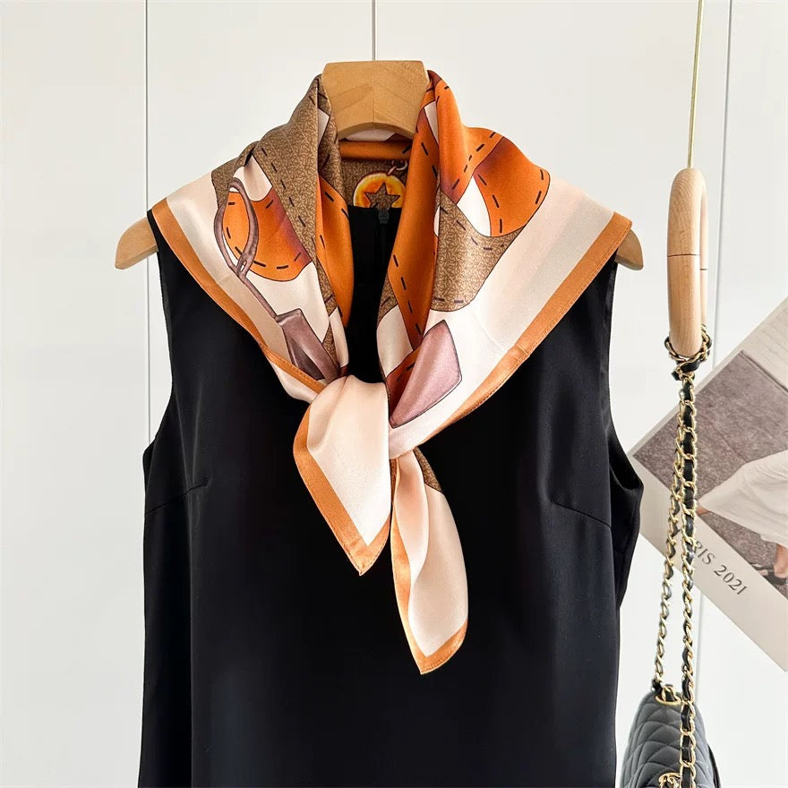 Pure-silk crêpe-de-chine double georgette scarf 100 % mulberry silk 70cm Square