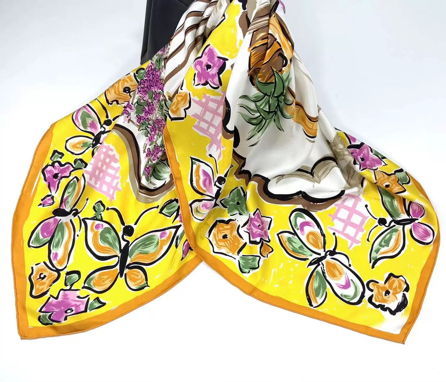 Pure-silk crêpe-de-Chine scarf 100 % mulberry silk 110cm Square Large Wrap Shawl
