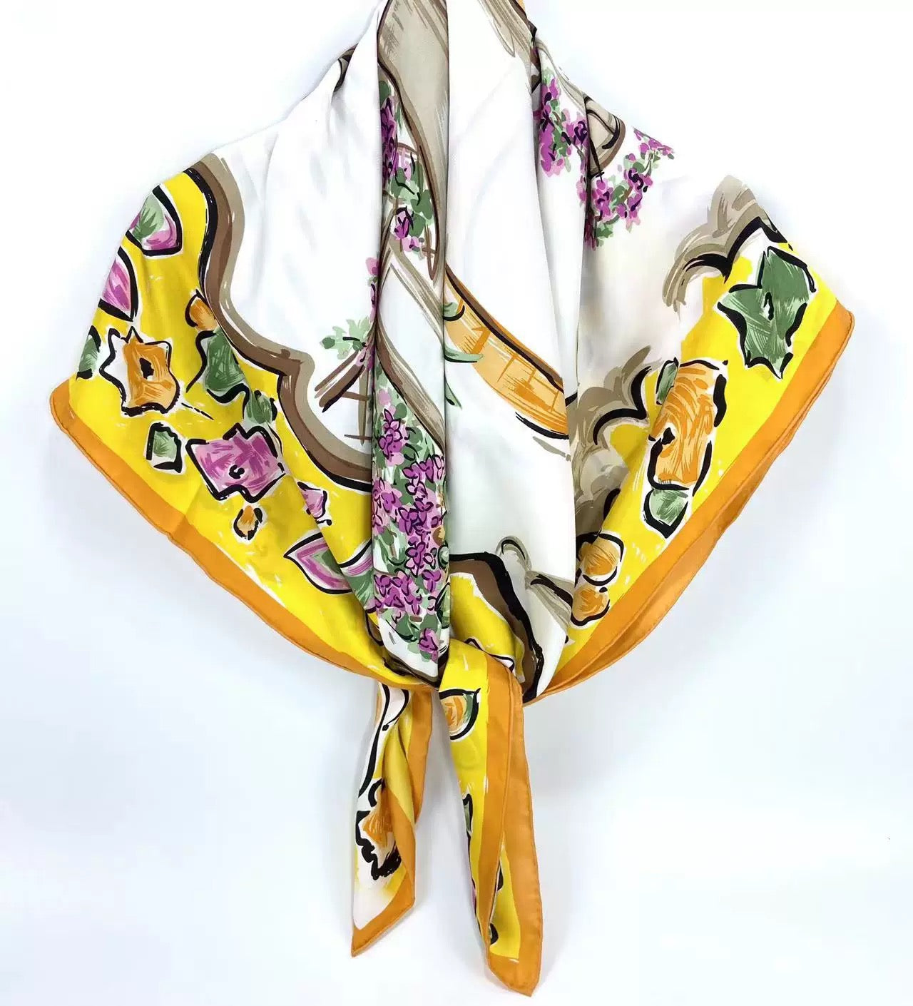 Pure-silk crêpe-de-Chine scarf 100 % mulberry silk 110cm Square Large Wrap Shawl