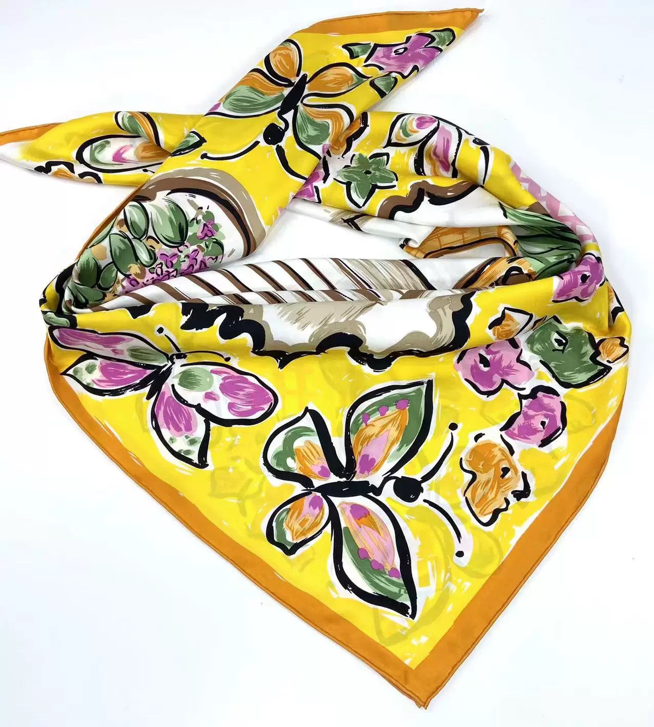 Pure-silk crêpe-de-Chine scarf 100 % mulberry silk 110cm Square Large Wrap Shawl