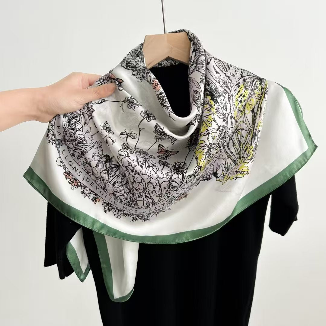 Pure Mulberry Silk Scarf – Lightweight 12 Momme Crepe, 90cm Square