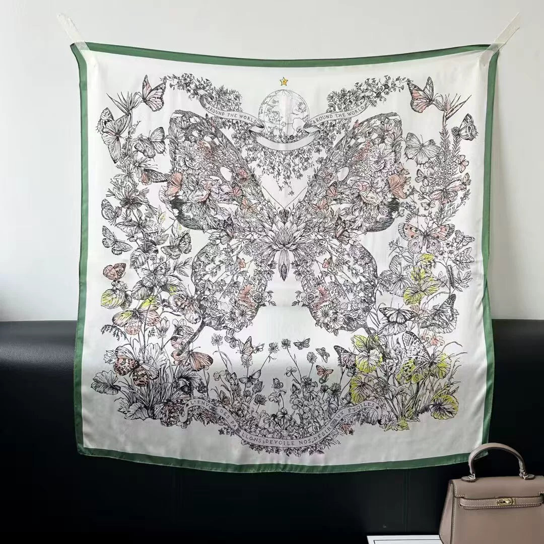 Pure Mulberry Silk Scarf – Lightweight 12 Momme Crepe, 90cm Square