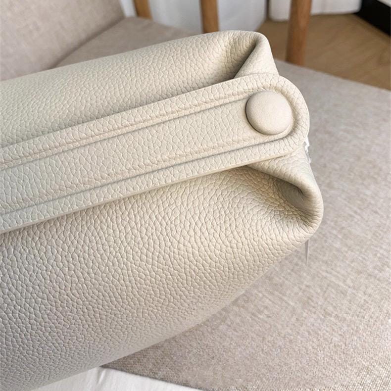 Mini Leather Cloud Top Handle Lunchbox Bag White Floater Leather