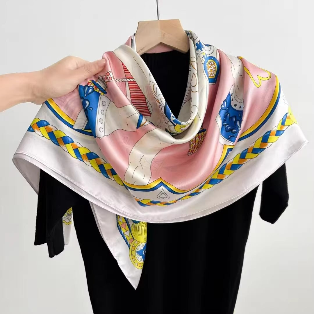 Pure Mulberry Silk Scarf – Lightweight 12 Momme Crepe, 90cm Square