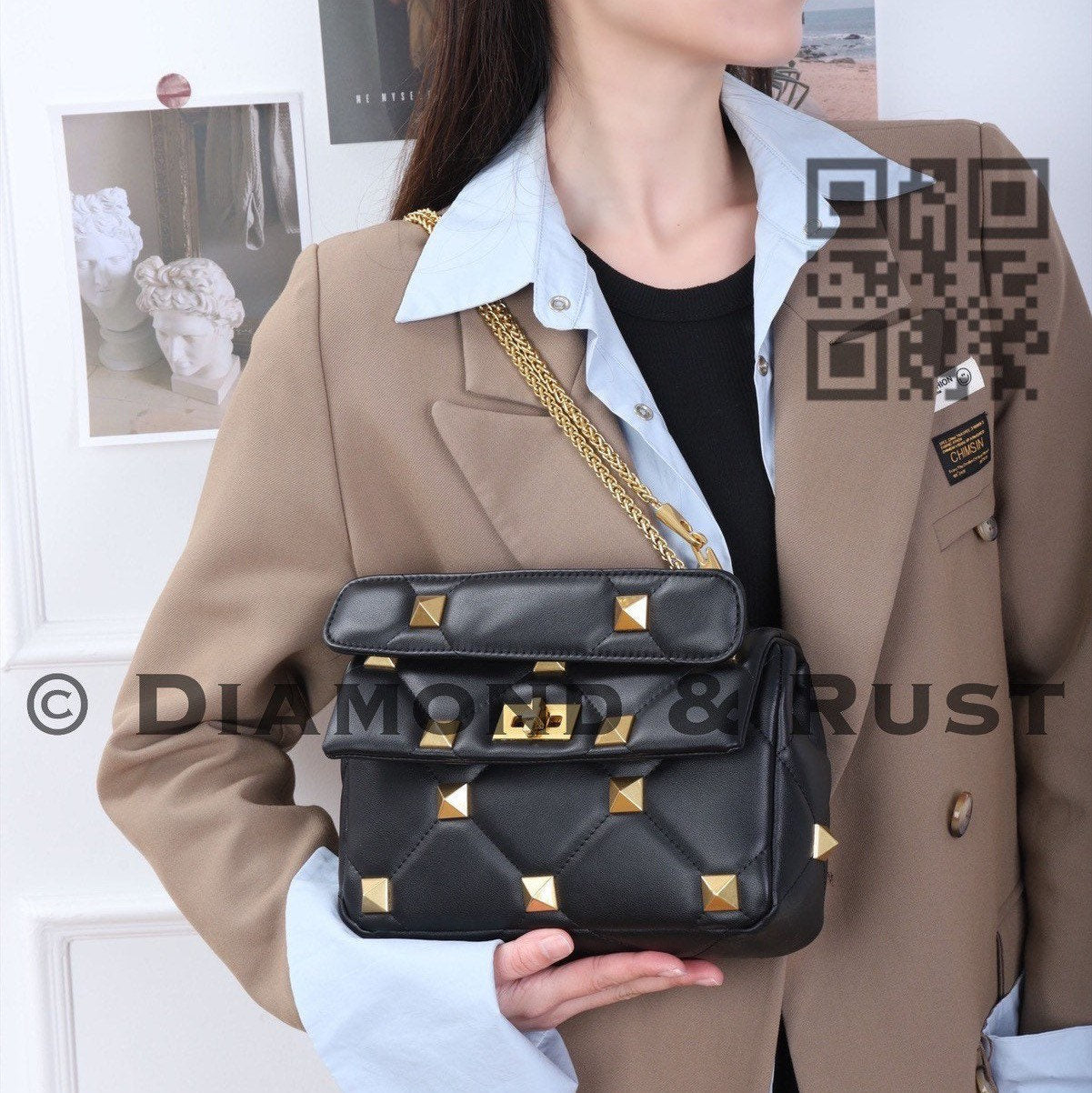 Rockstud Studded Bag Gold Rivet Bag #5137