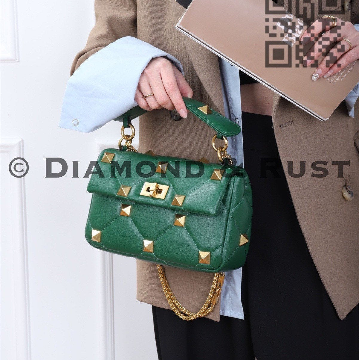 Rockstud Studded Bag Gold Rivet Bag #5137
