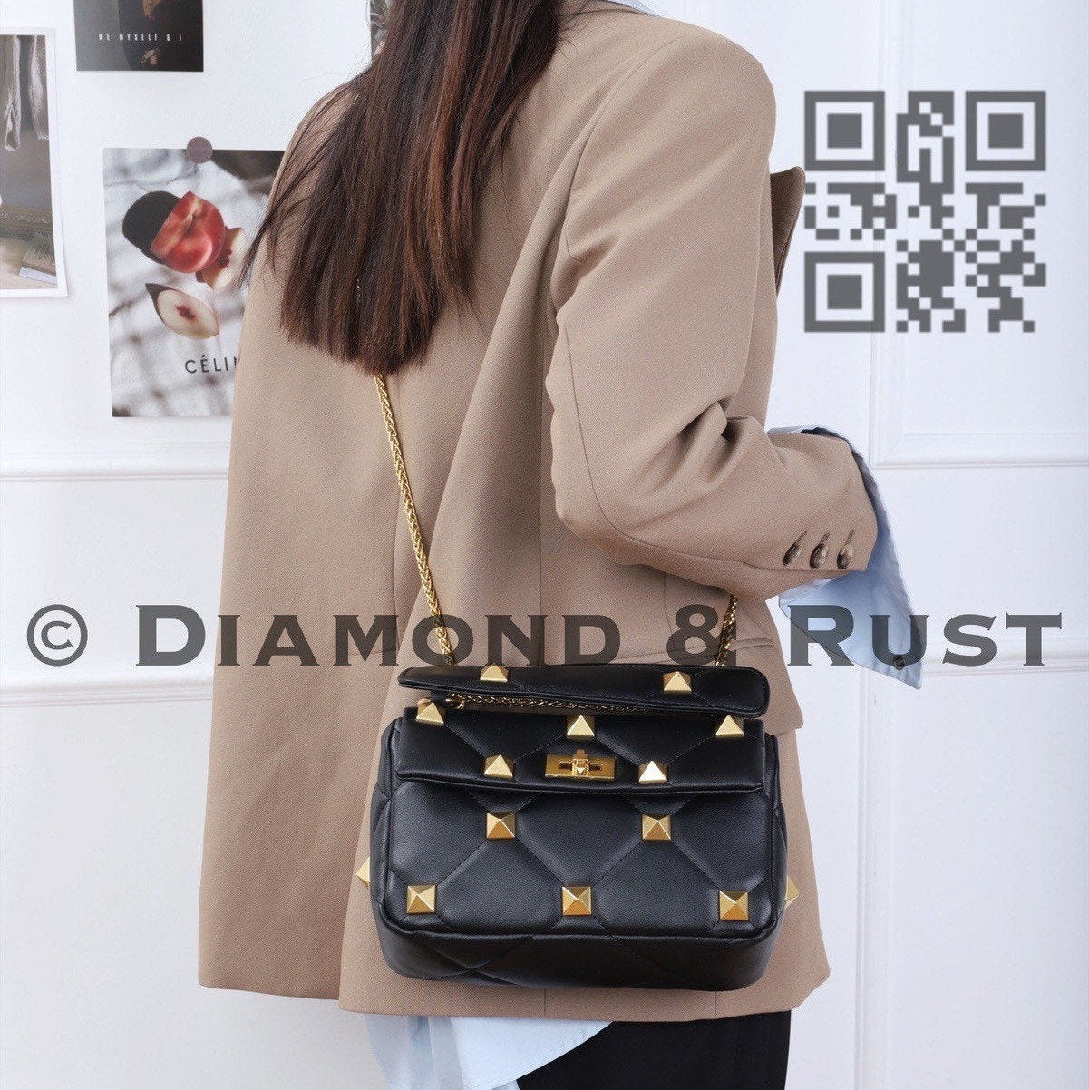 Rockstud Studded Bag Gold Rivet Bag #5137