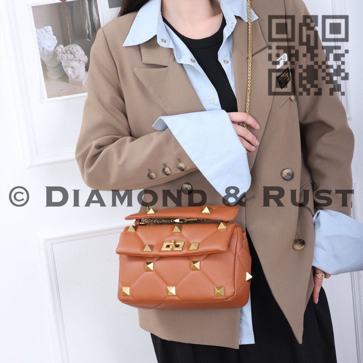 Rockstud Studded Bag Gold Rivet Bag #5137