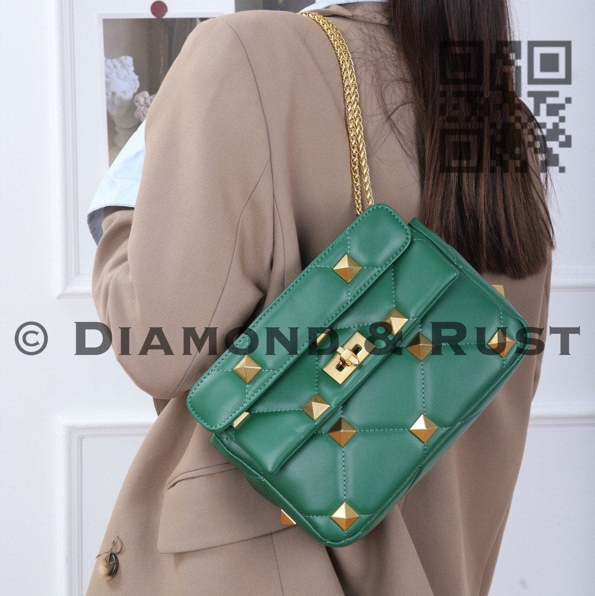 Rockstud Studded Bag Gold Rivet Bag #5137