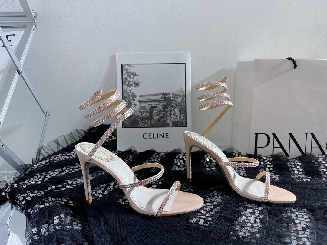 Snake Strass Stiletto Sandals High Heel Sandal Shoes Rhinestone Inlaid Ladies Wedding Shoes Dress Sandal Serpentine Cleo Shoes