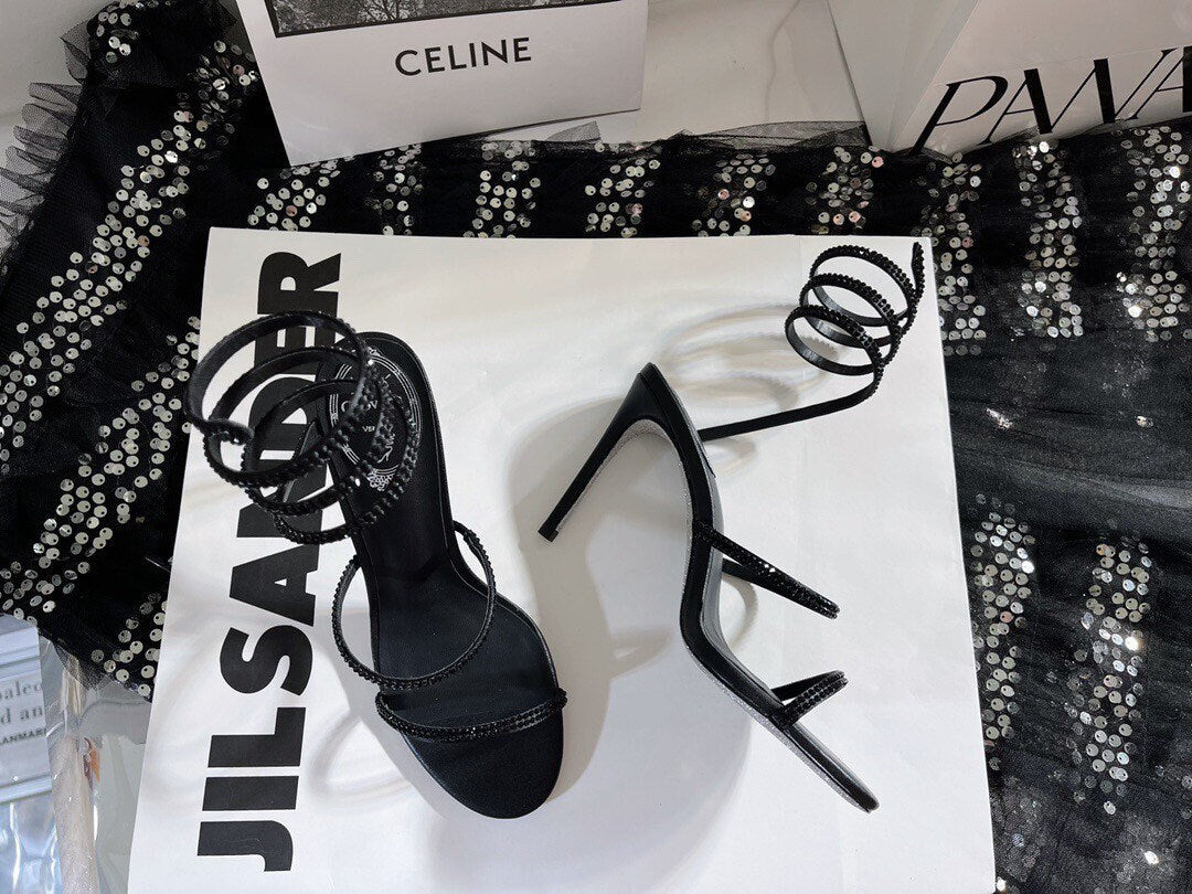 Snake Strass Stiletto Sandals High Heel Sandal Shoes Rhinestone Inlaid Ladies Wedding Shoes Dress Sandal Serpentine Cleo Shoes