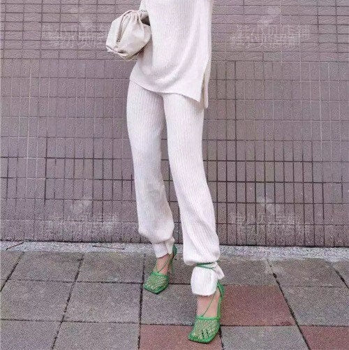 woven intrecciato sandal shoes stretch high heel shoes mesh and nappa sandals with an elongated squared toe