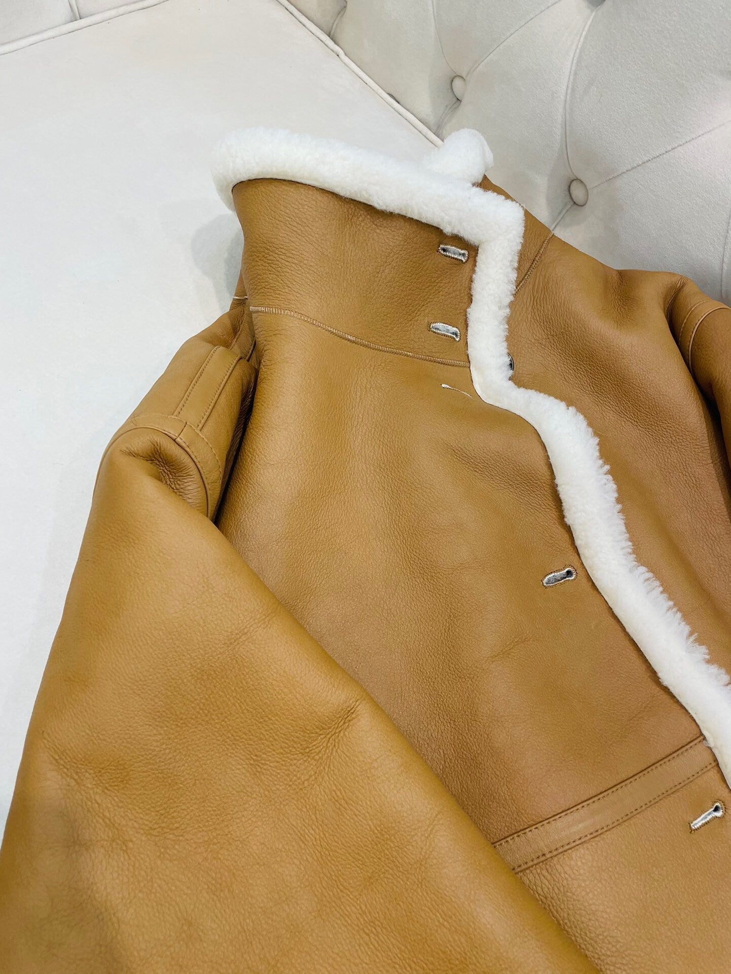 Leather Jacket Double Face Wool Shearling Bomber Jacket
