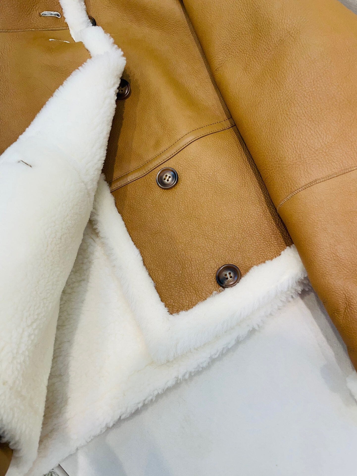 Leather Jacket Double Face Wool Shearling Bomber Jacket