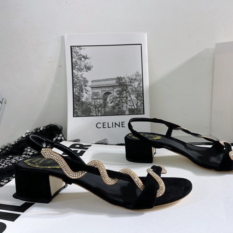 Snake Open Toe Sandals High Heel Sandal Shoes Jewels Wedding Shoes Dress Sandal With Snake Margot Black
