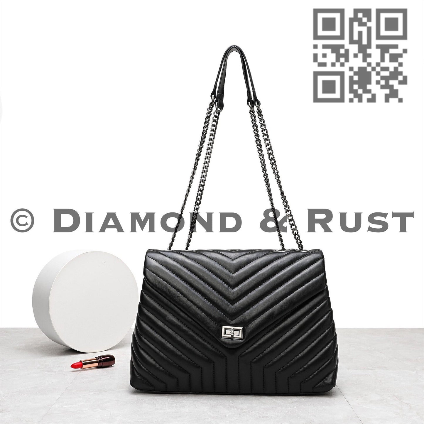 Quilted Chain Shoulder Bag 23cm #6015