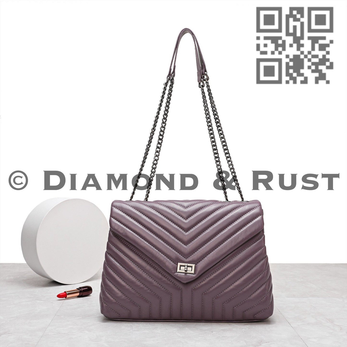 Quilted Chain Shoulder Bag 23cm #6015