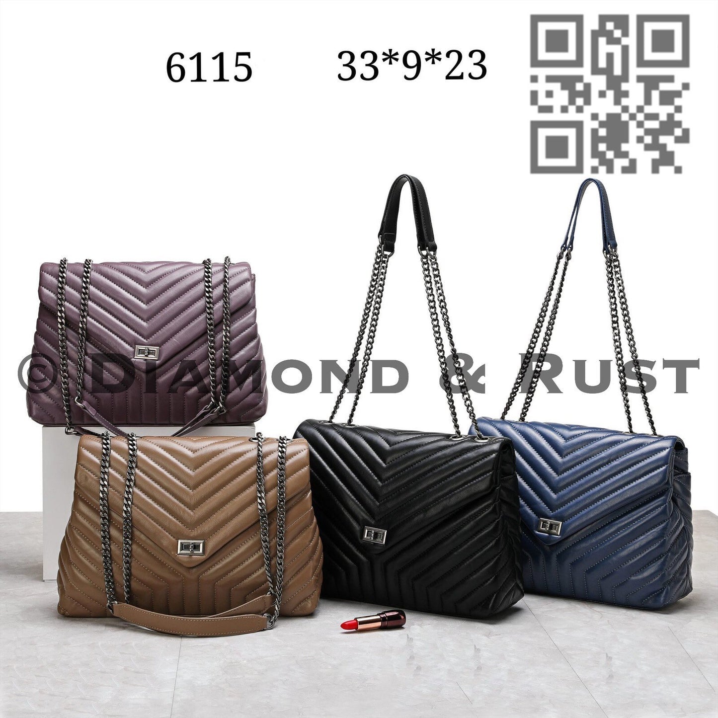 Quilted Chain Shoulder Bag 23cm #6015