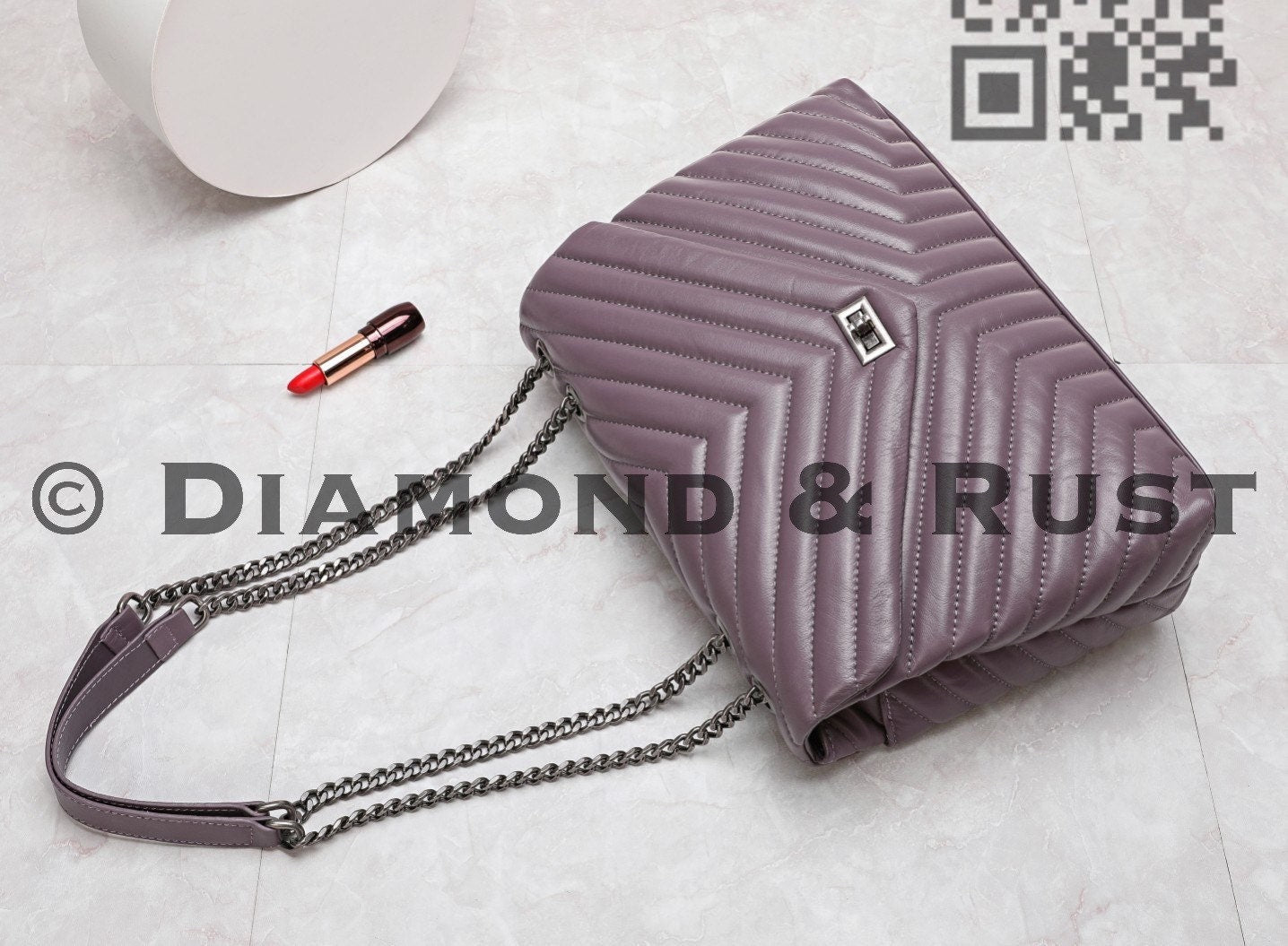 Quilted Chain Shoulder Bag 23cm #6015
