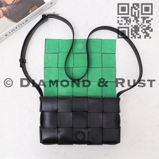 Cassette Bag In Contrast Color  # 2248 Black-Green Napa Smooth Leather