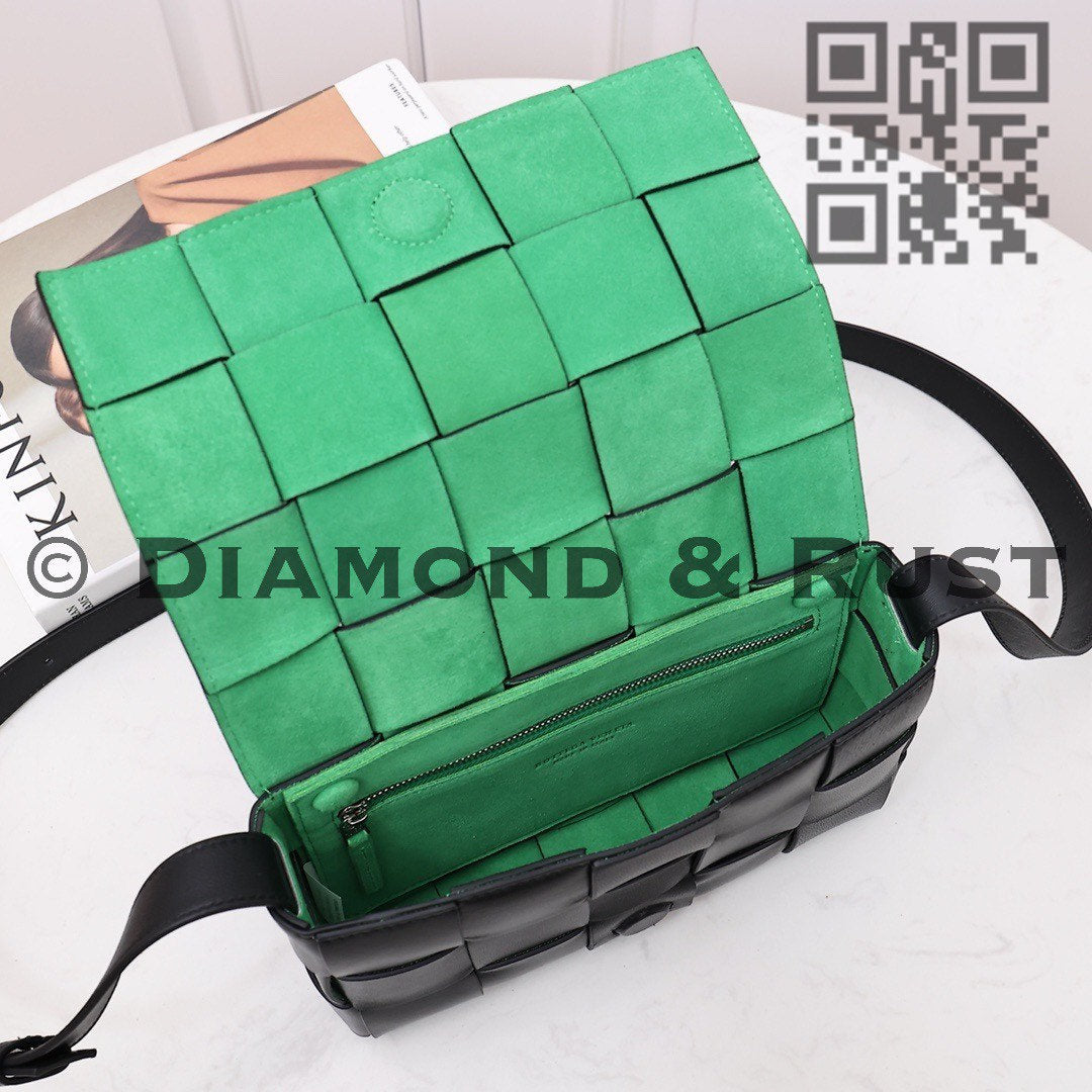 Cassette Bag In Contrast Color  # 2248 Black-Green Napa Smooth Leather
