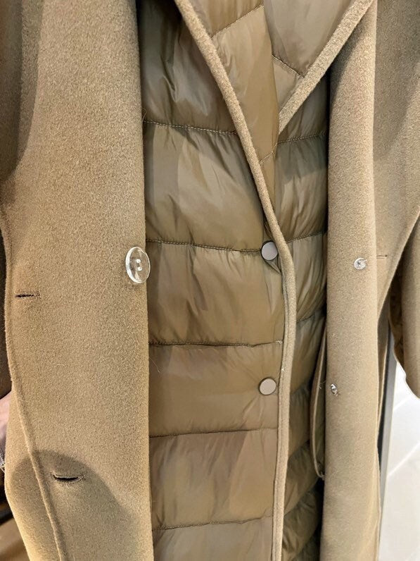 Wool Coat Quilted Down Coat Mink Collar