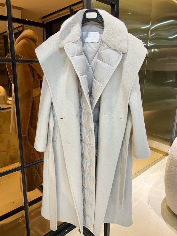 Wool Coat Quilted Down Coat Mink Collar