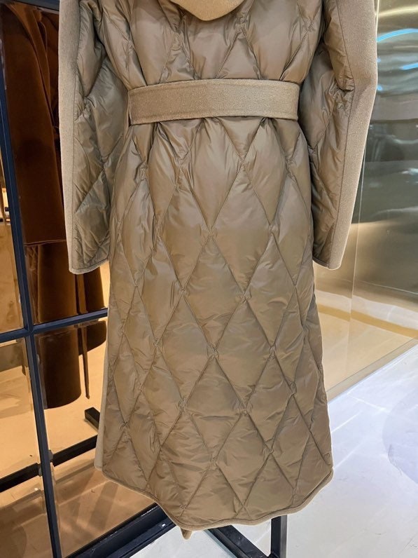 Wool Coat Quilted Down Coat Mink Collar