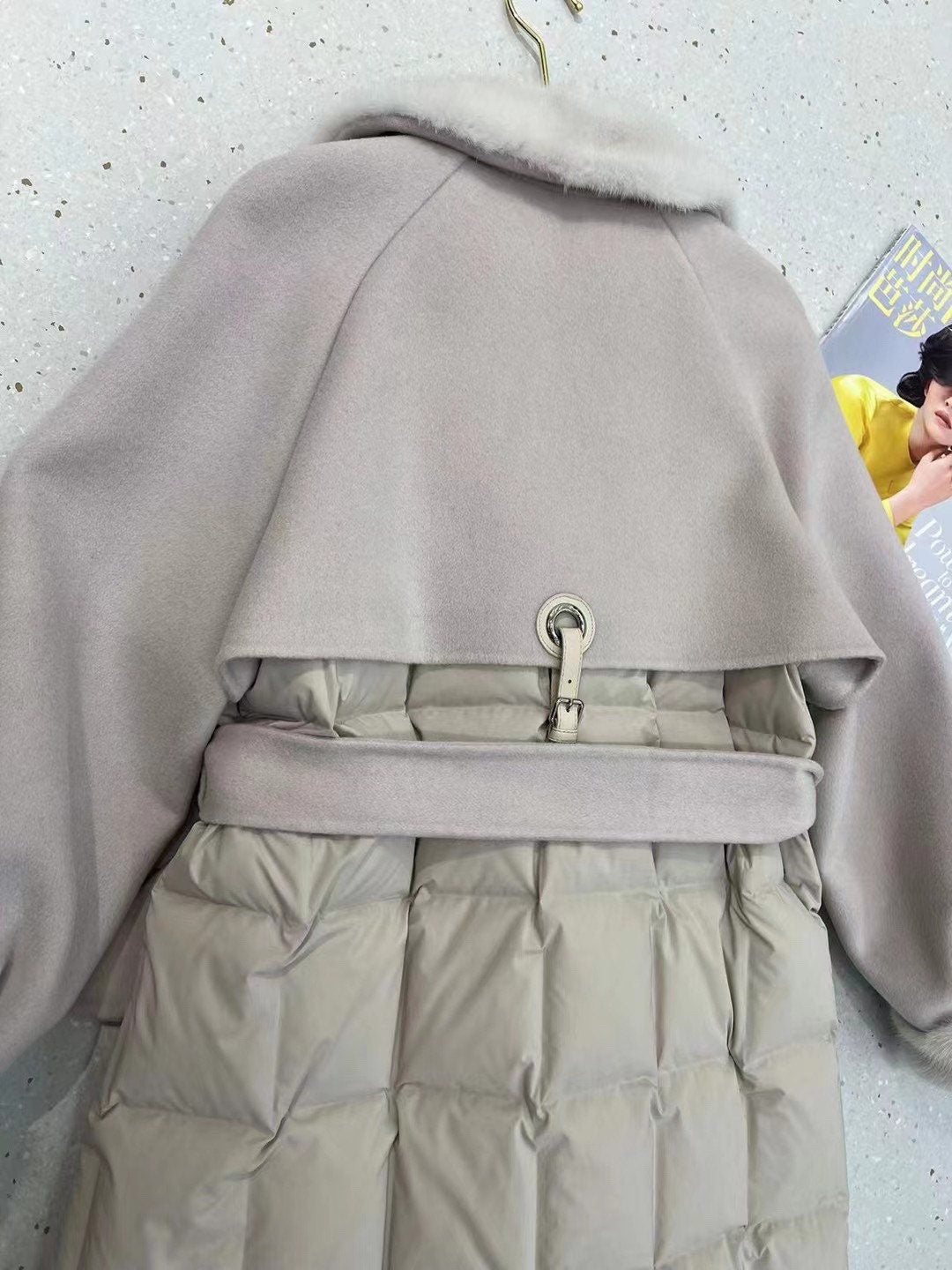 Wool Coat Quilted Down Coat Gray