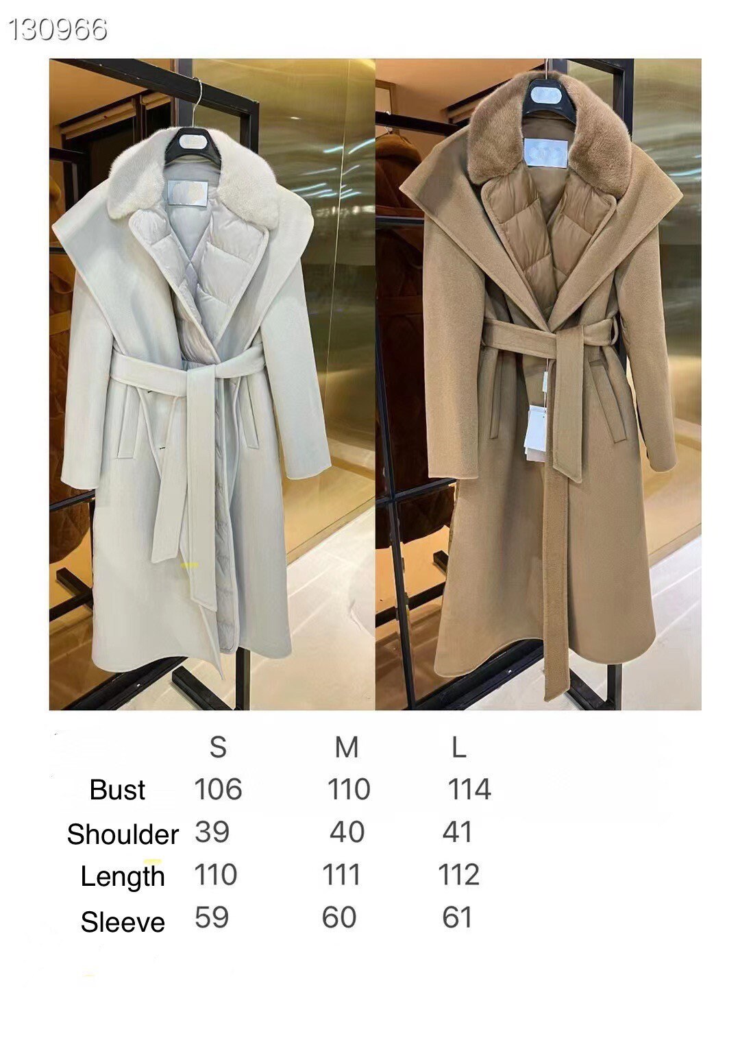 Wool Coat Quilted Down Coat Mink Collar