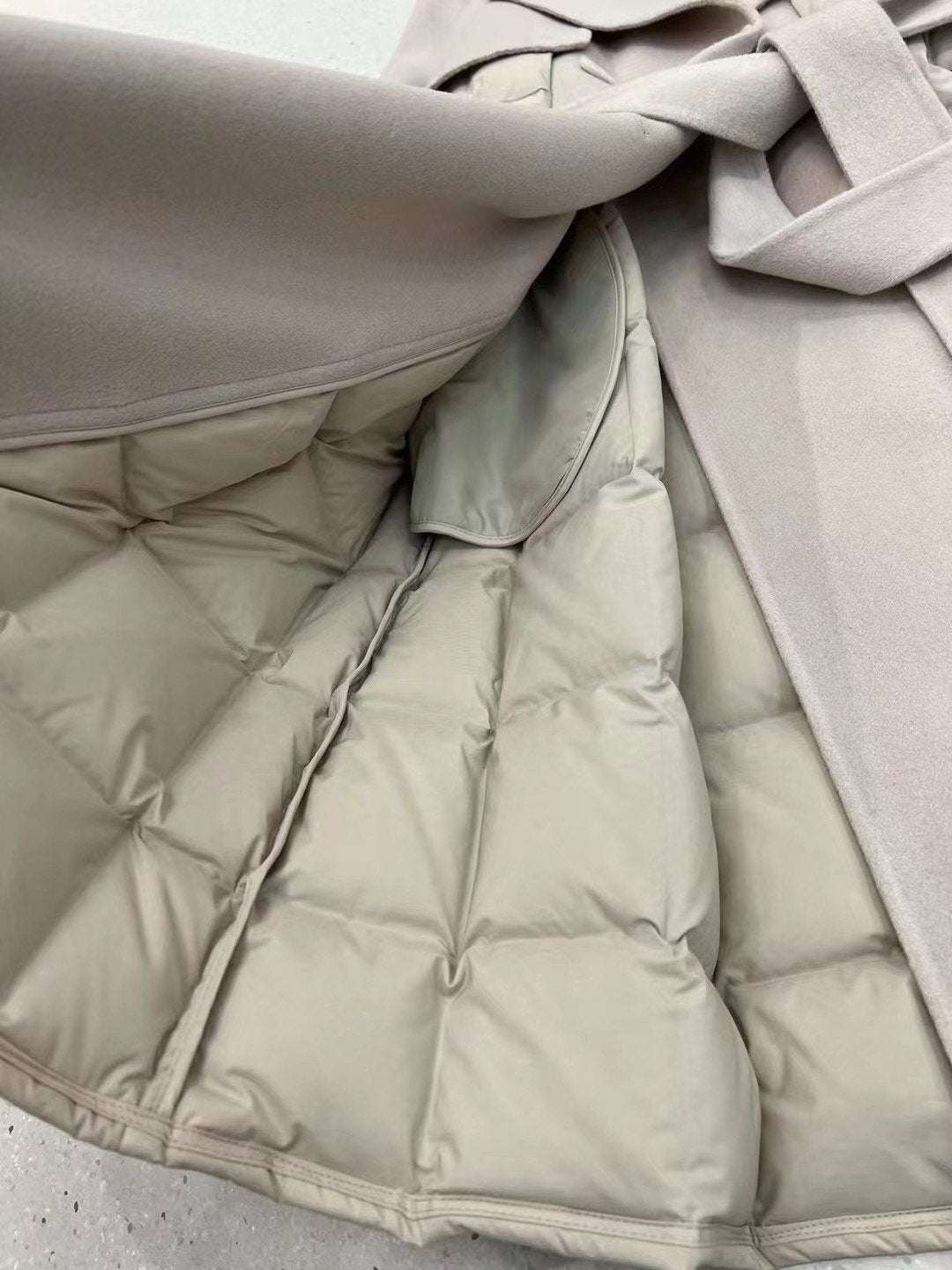 Wool Coat Quilted Down Coat Gray