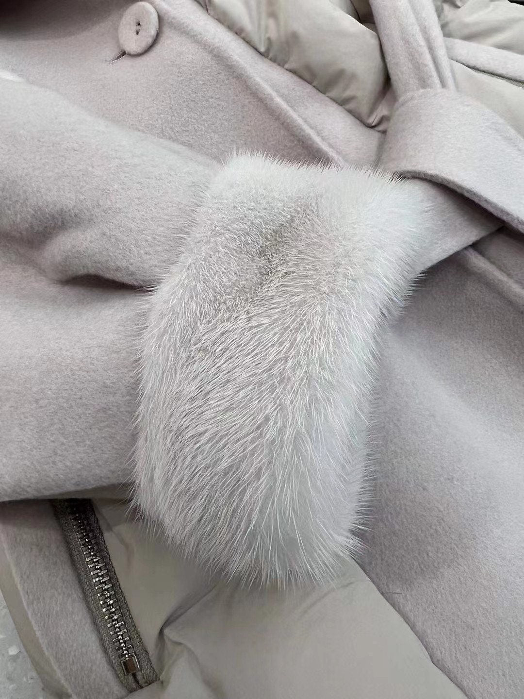 Wool Coat Quilted Down Coat Gray