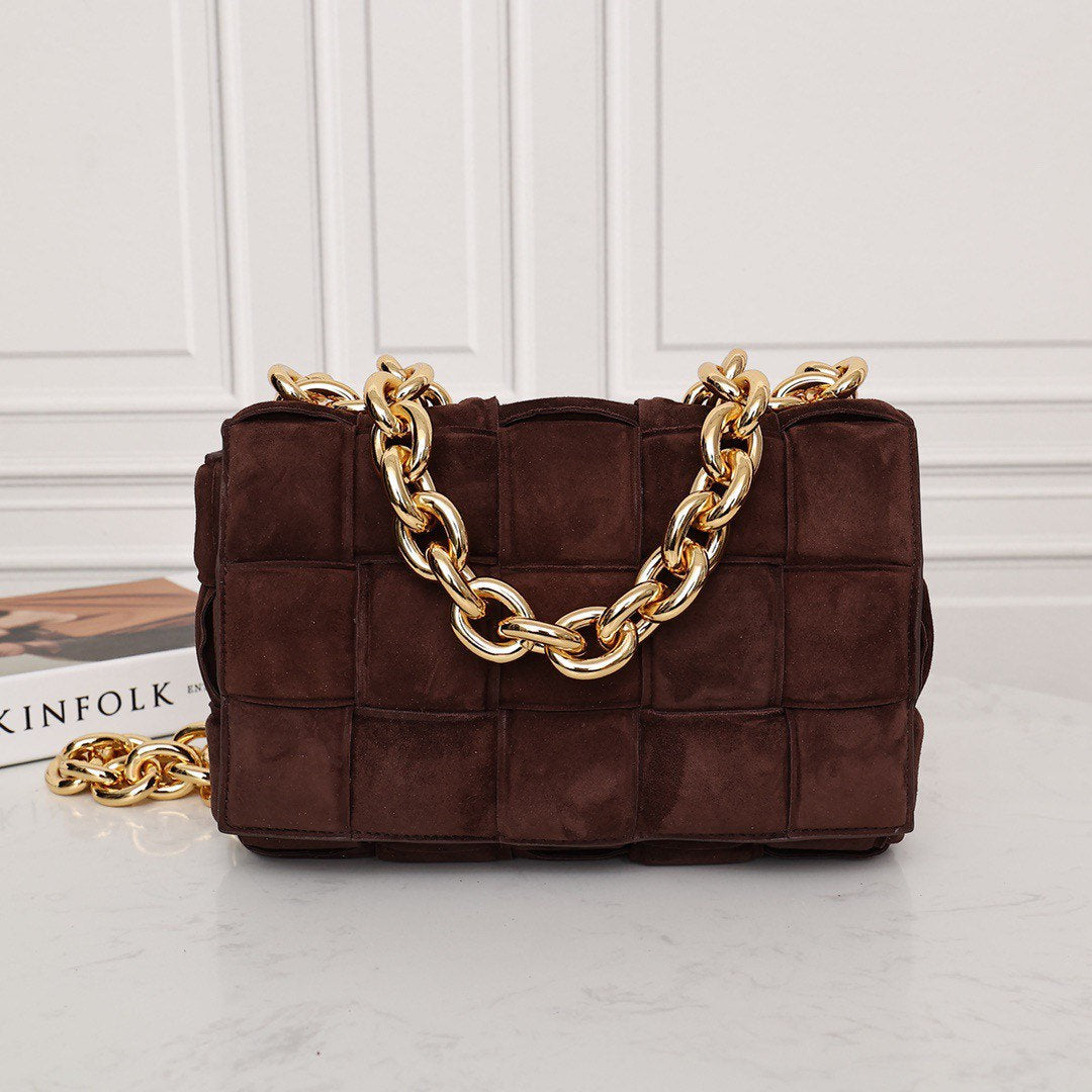 Padded Chain Cassette Bag in Suede #6633A