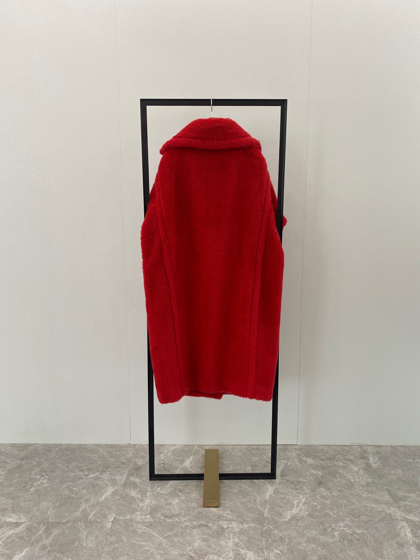 Wool Shearling Teddy Long Coat Loose fit oversized coat True Red