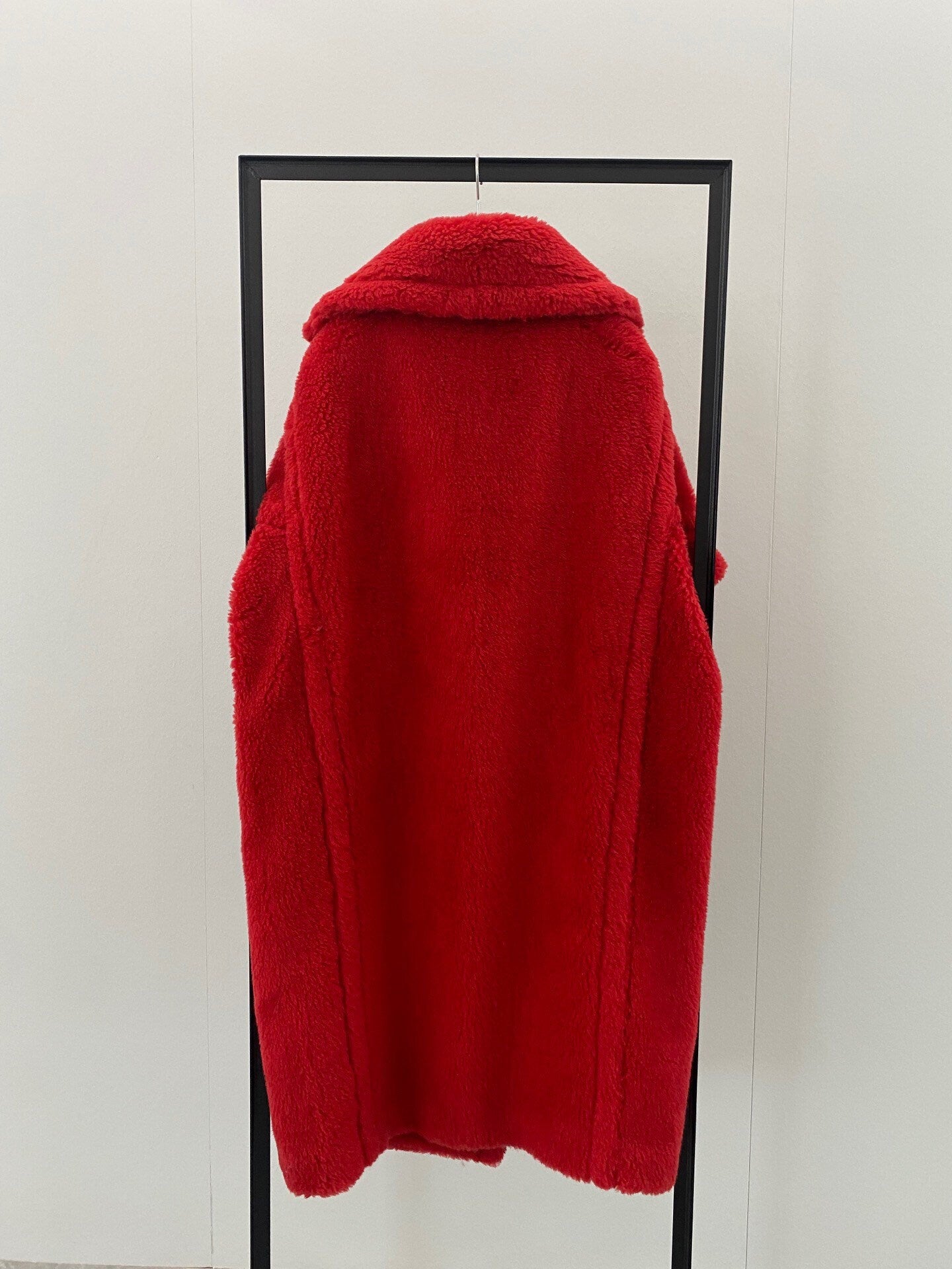 Wool Shearling Teddy Long Coat Loose fit oversized coat True Red