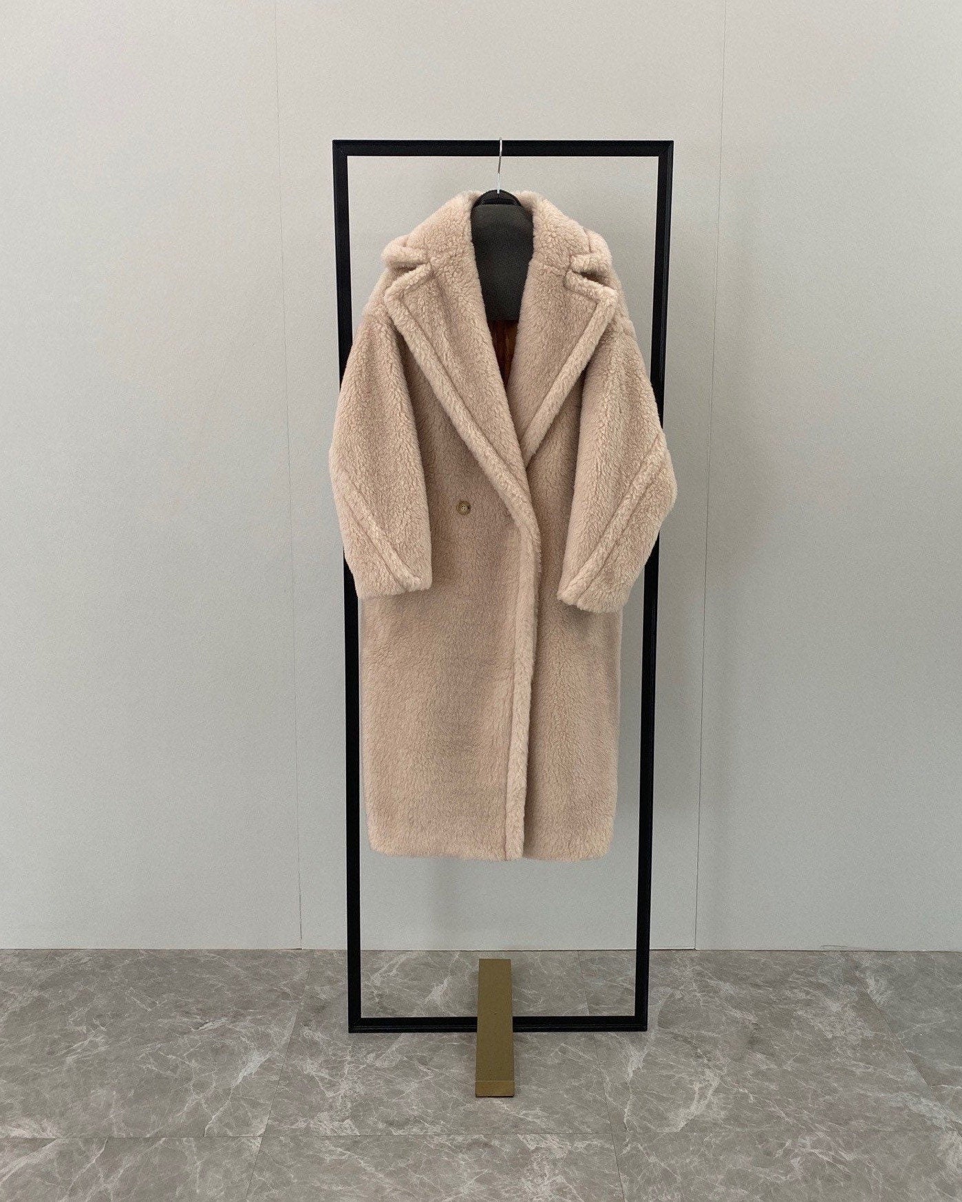 M House Teddy Coat Loose Fit Oversized Coat Honey