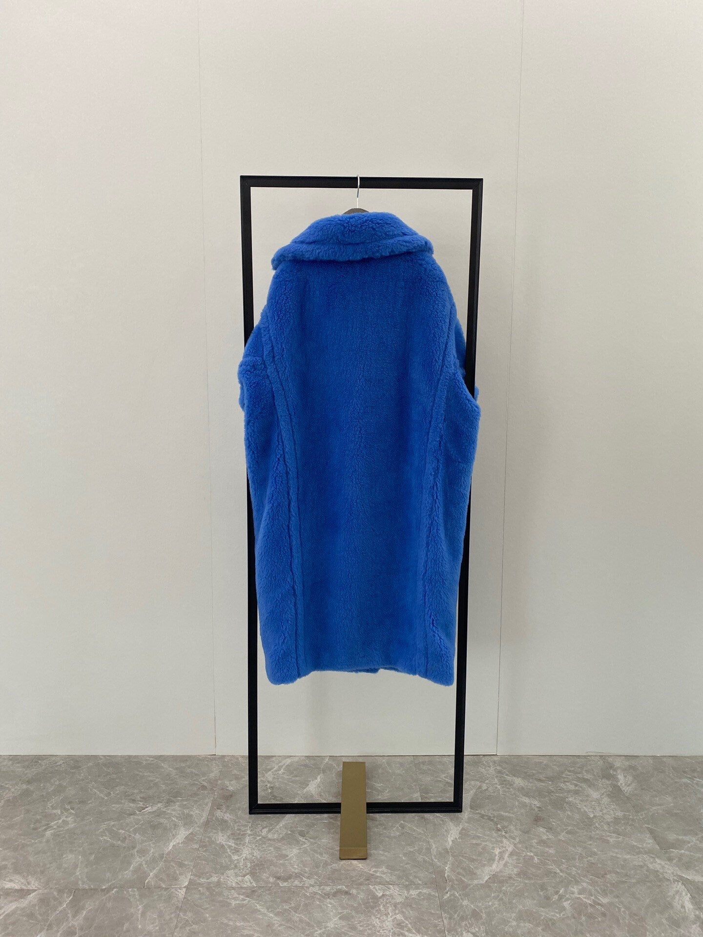 Wool Shearling Teddy Long Coat Loose fit oversized coat Royal Blue