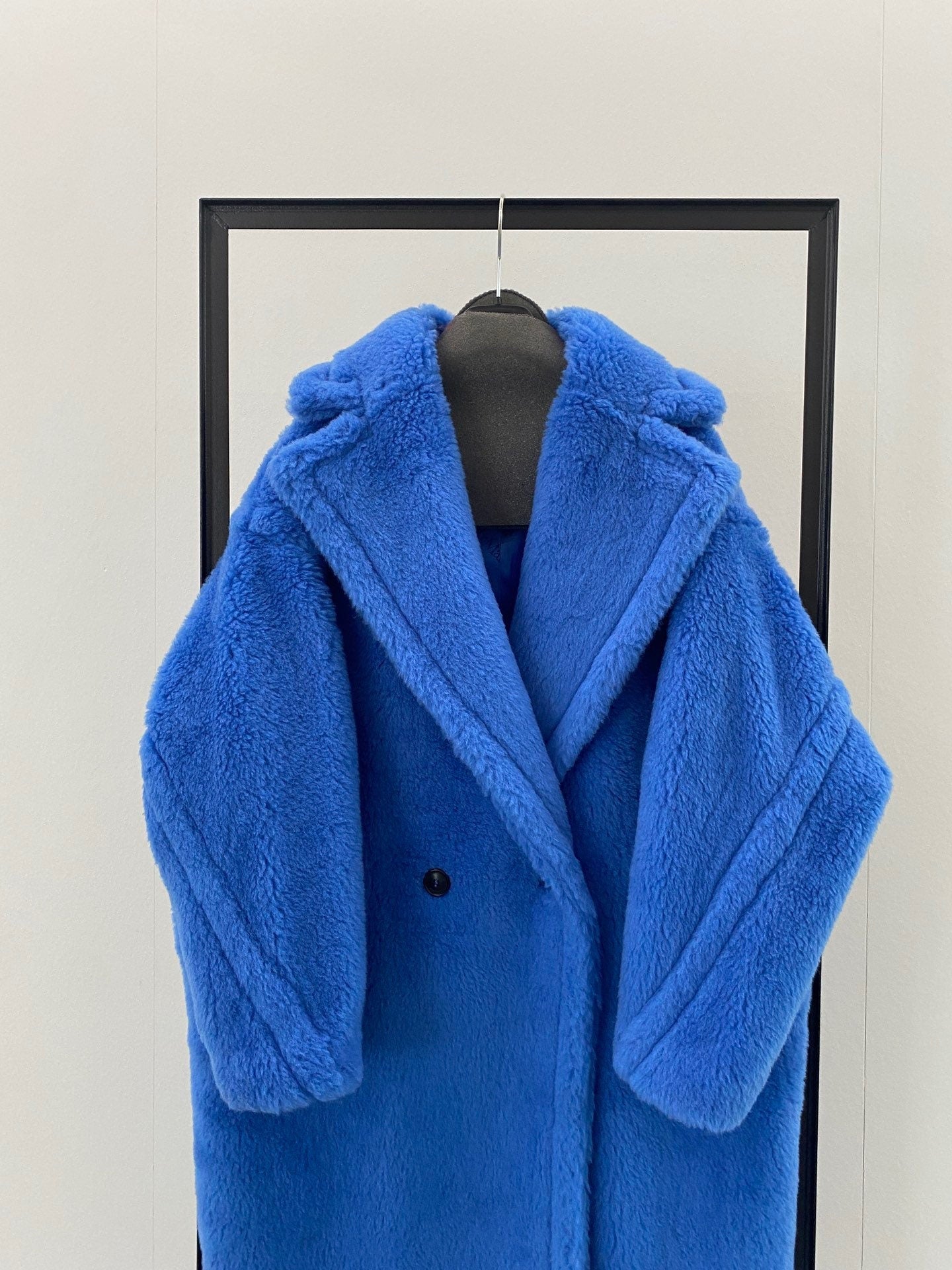 Wool Shearling Teddy Long Coat Loose fit oversized coat Royal Blue