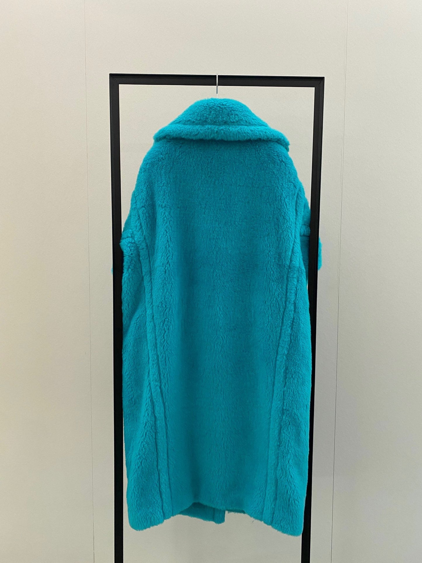 Wool Shearling Teddy Long Coat Loose fit oversized coat Turquoise