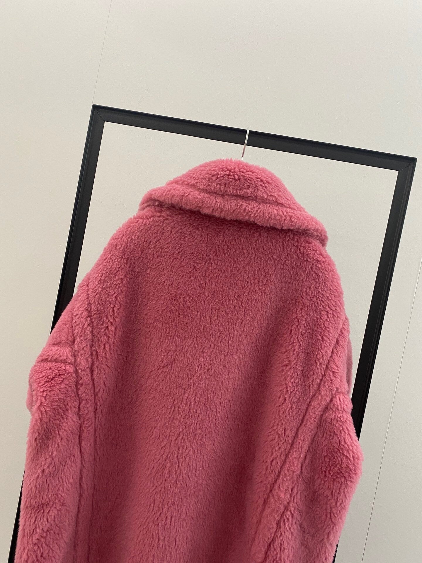 Wool Shearling Teddy Long Coat Loose fit oversized coat Cranberry