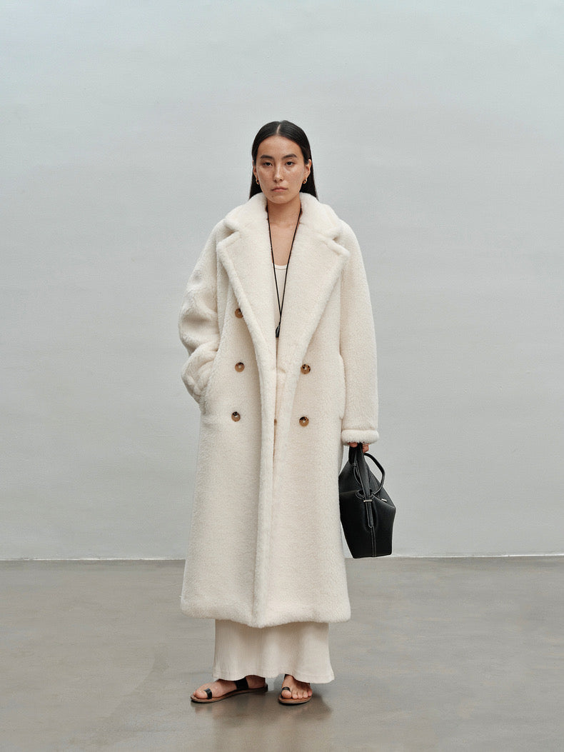 Extended Length Teddy Coat Loose fit Oversized Coat White