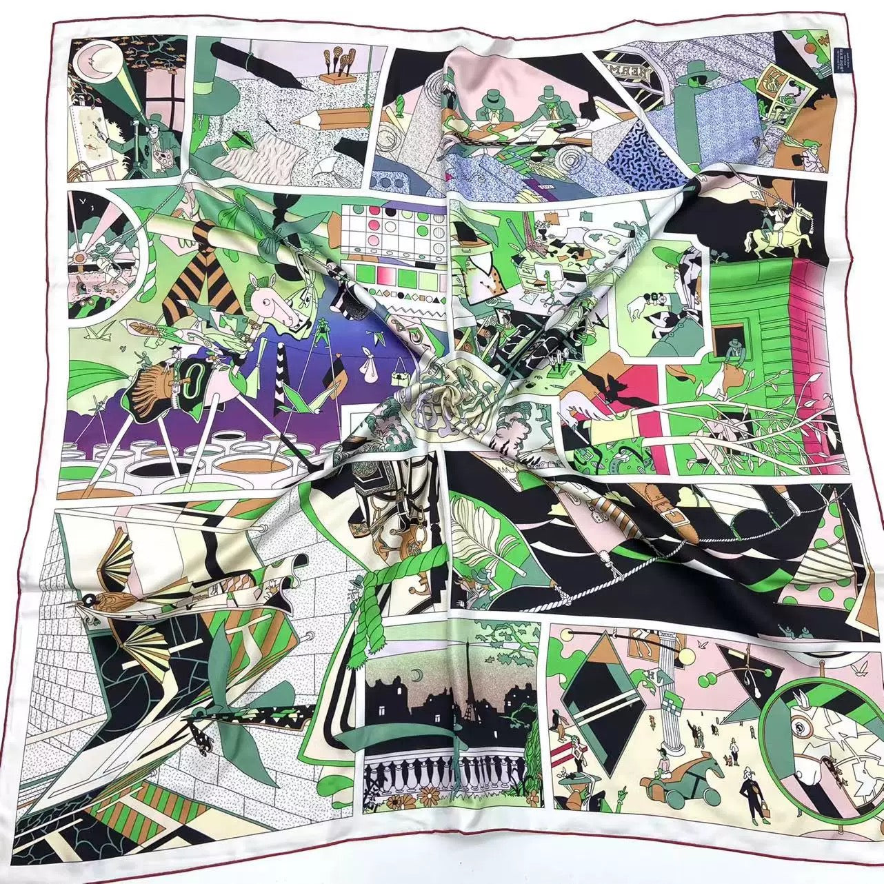 Reversible Double-Sided 100% Mulberry Silk Twill Scarf 16 momme 110cm Squre Wrap Shawl