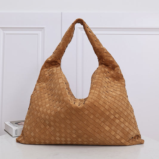 Large Hop Shoulder Bag #2269-1 Suede Caramel