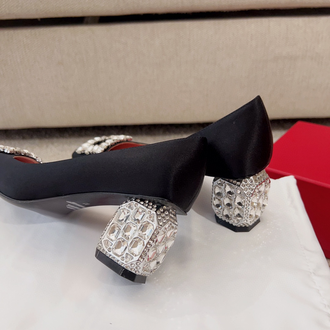 Jewel Heel Rhinestone Buckle Pump