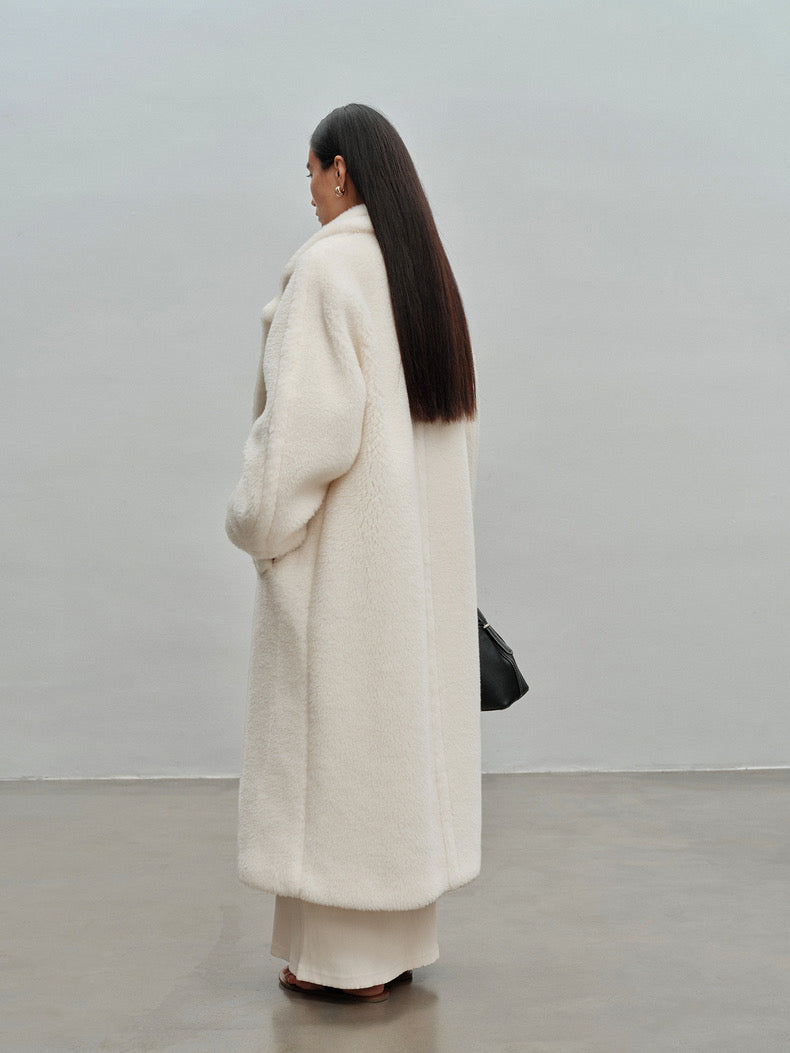 Extended Length Teddy Coat Loose fit Oversized Coat White