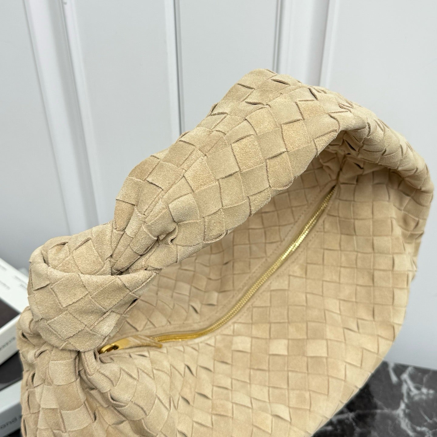 New Large Jodie Round Shoulder Bag #2287 Oat Suede