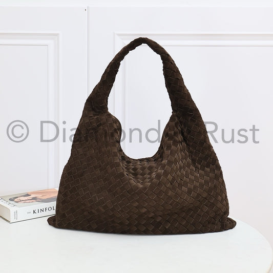 Large Hop Shoulder Bag #2269-1 Suede Chocolate