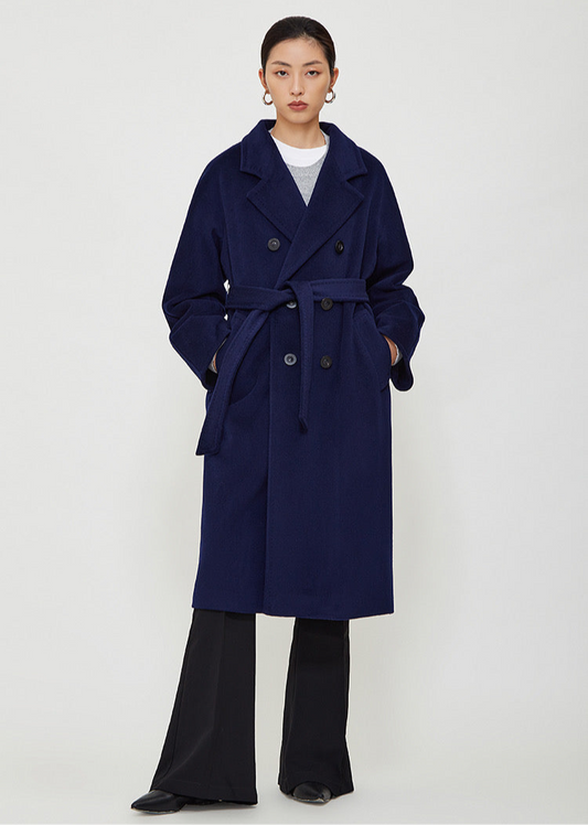 Suri Wool Long Coat #101801 Dark Blue