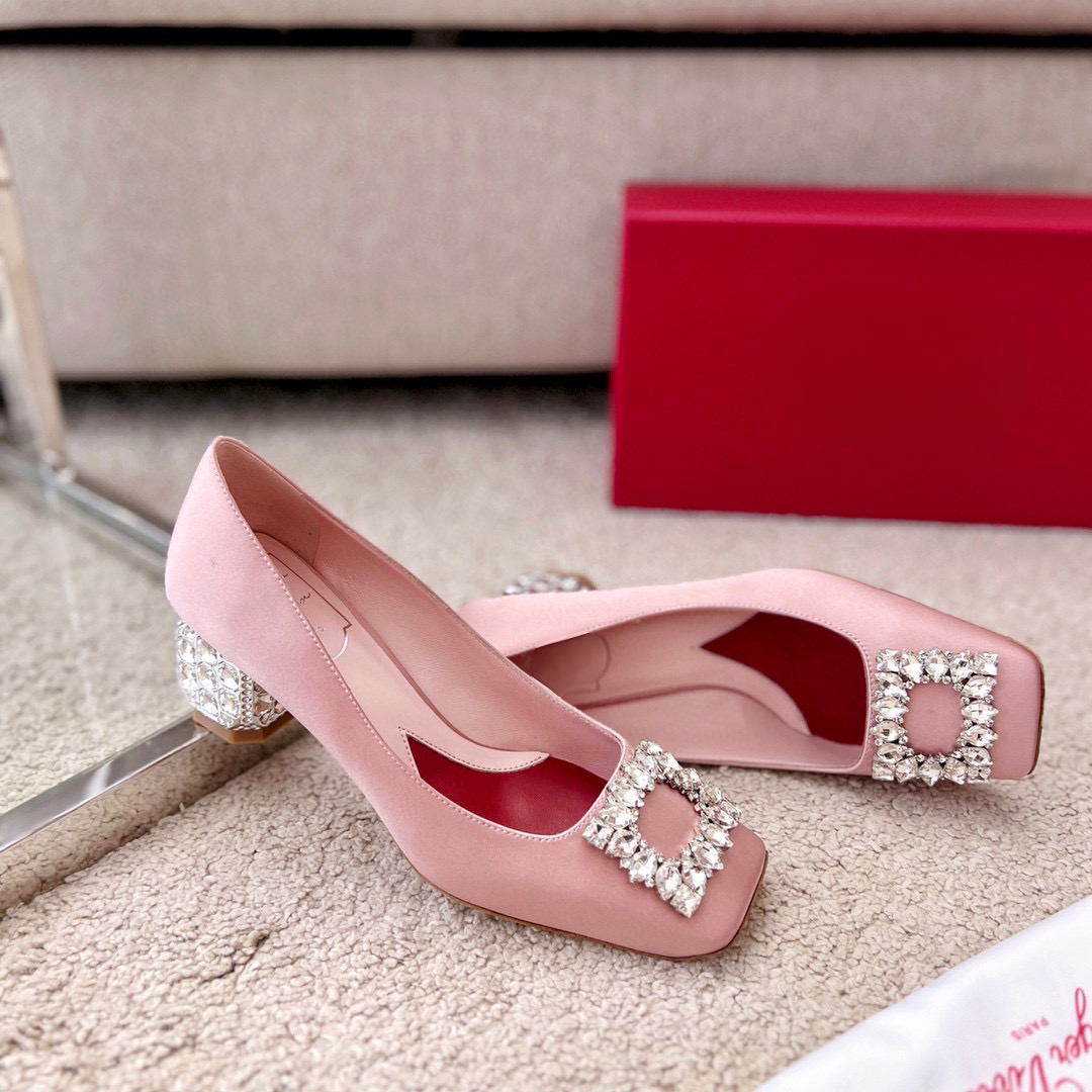 Jewel Heel Rhinestone Buckle Pump