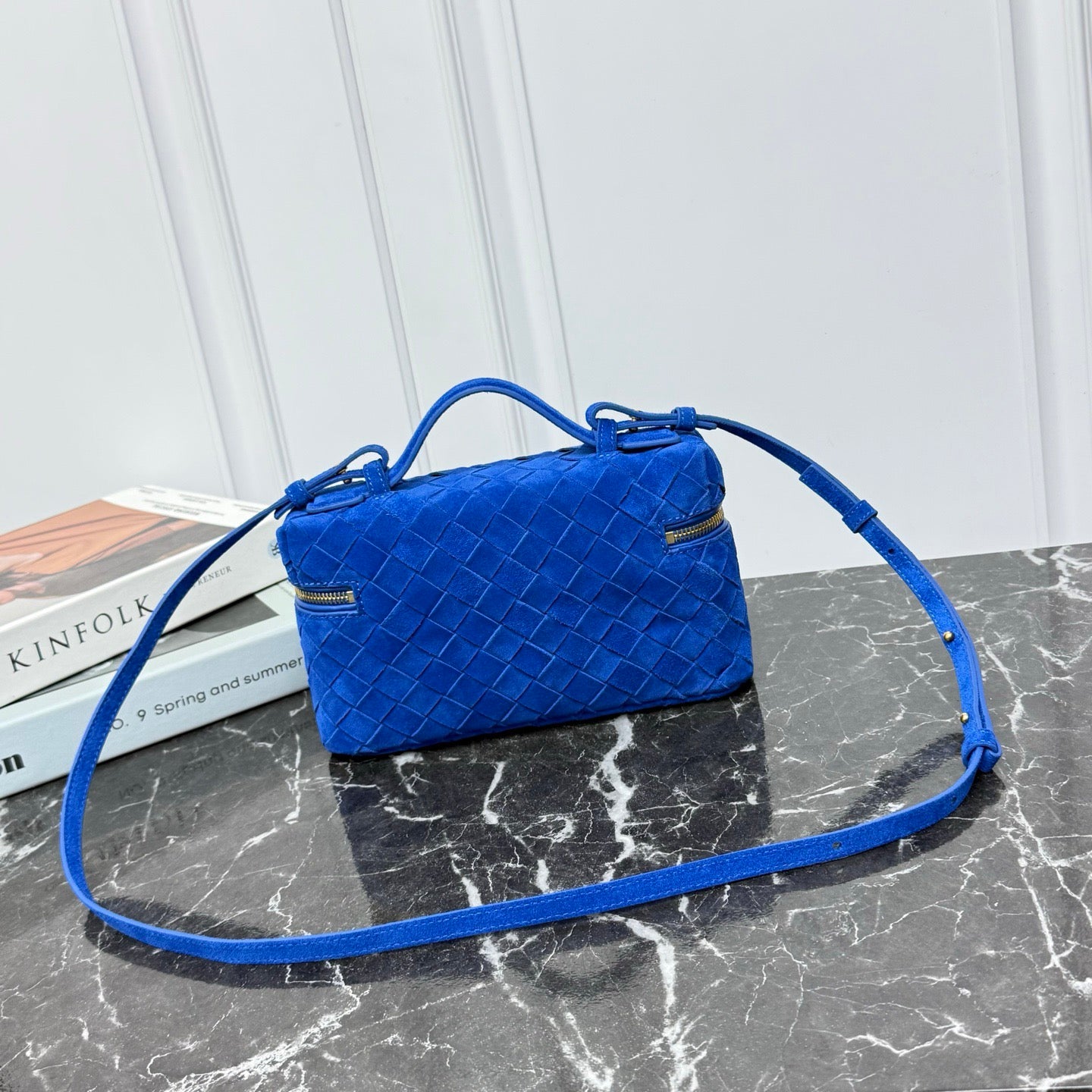 Vanity Crossbody Bag #2280 Blue Suede